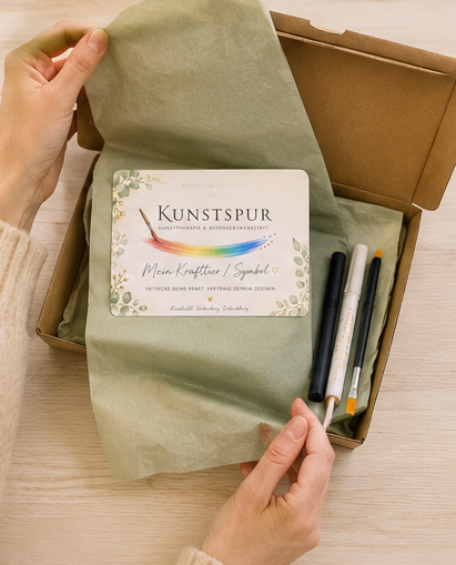 Kleine Kennenlern-KreativBox von Kunstspur mit kreativen Materialien für den ersten Einstieg.